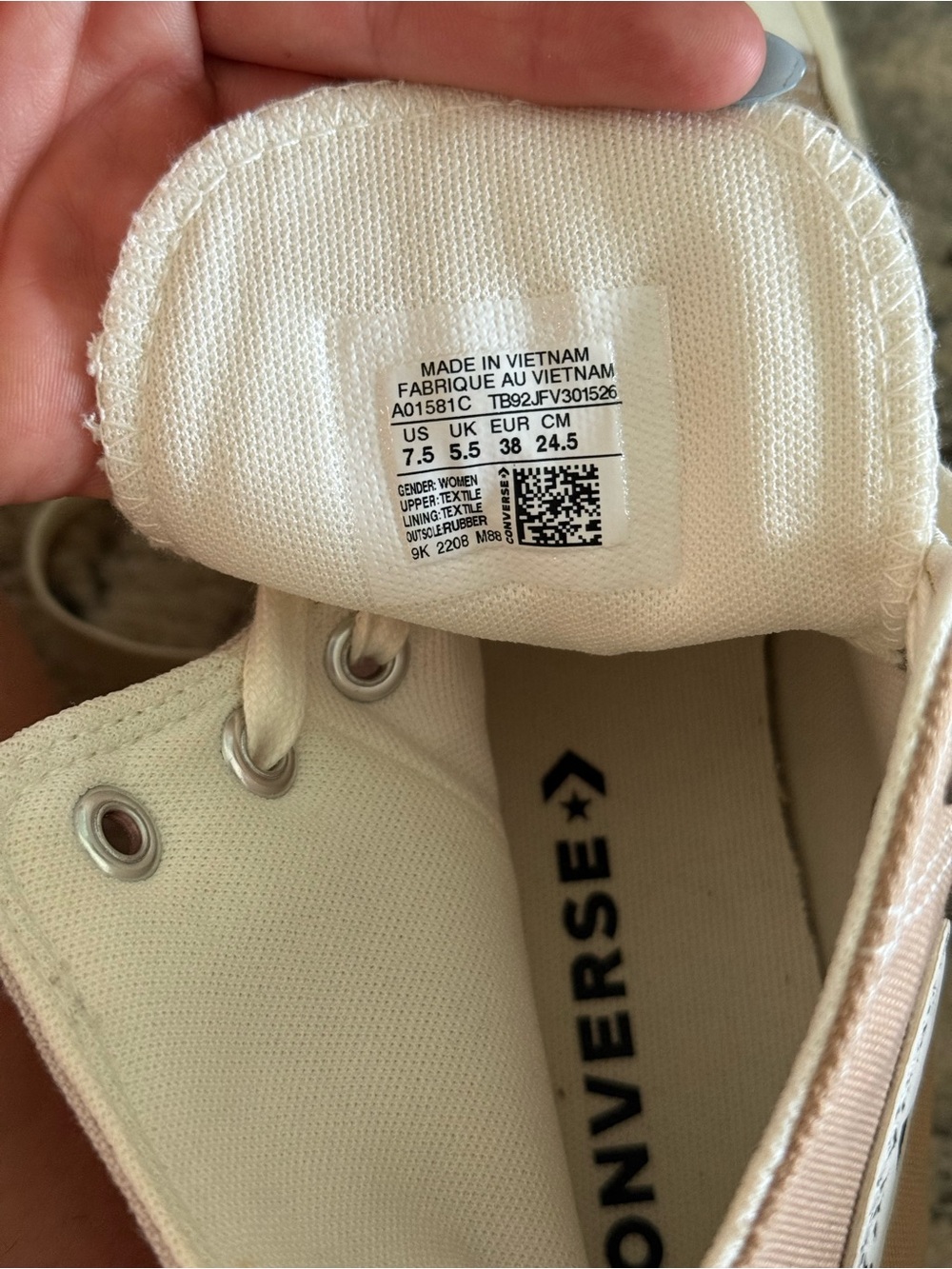Converse High Top Sneakers in Cream and Light Pink - Picture 2 of 7